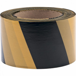 Лента сигнальная 75мм*200м черно-желтая СИБРТЕХ