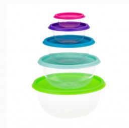 Миски с крышками набор 5шт 0,08/0,2/0,5/1,0/2,0л Радуга