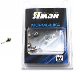 Мормышка вольф  ЯМАН  Капля с ушк. + кр. камень, р.4, вес 1 г, цв.никель