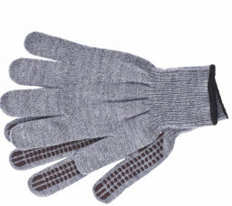 Перчатки х/б ПВХ точка серые/графит Крепыж 10 класс
