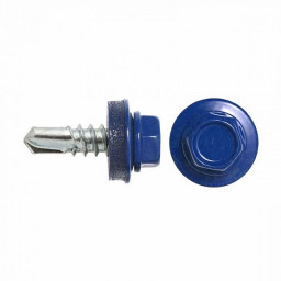 Саморез 5,5*19 сверло,гол.шестигр.с шайбой, RAL 5002  (синий)  Pront