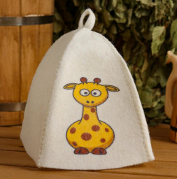 Шапка для бани детская Жираф с принтом белая 5312298