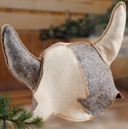 Шапка для бани и сауны комбинированная Шлем викинга войлок Добропаровъ