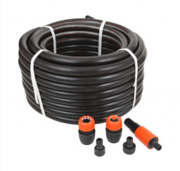 Шланг поливочный ТЭП d=3/4 19 мм Жук Оптима 25 м с коннекторами и насадкой
