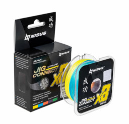 Шнур JIG CONNECT X8 PE Multicolor 150m #2.0, 0.22mm 15.5kg/22.9LB NISUS